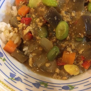 コロコロ野菜とひき肉のカレーライス